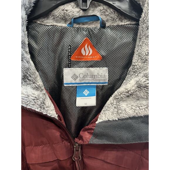 Columbia Jacket Women MED Burgundy Omni Heat Quilted Insulated Puffer Full Zip - Picture 2 of 8